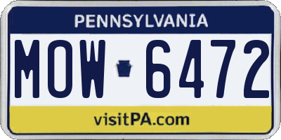 PA license plate MOW6472
