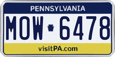 PA license plate MOW6478