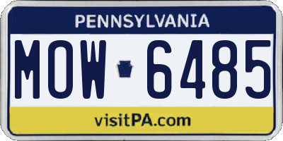 PA license plate MOW6485