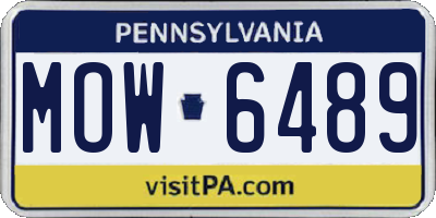 PA license plate MOW6489