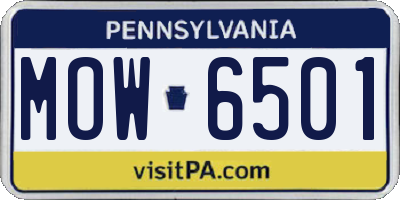 PA license plate MOW6501