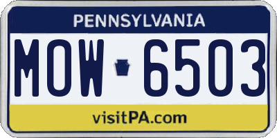 PA license plate MOW6503