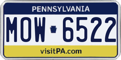 PA license plate MOW6522