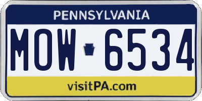 PA license plate MOW6534