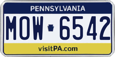 PA license plate MOW6542