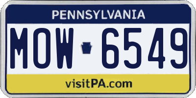PA license plate MOW6549