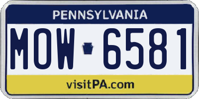PA license plate MOW6581