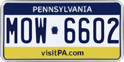 PA license plate MOW6602