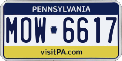PA license plate MOW6617