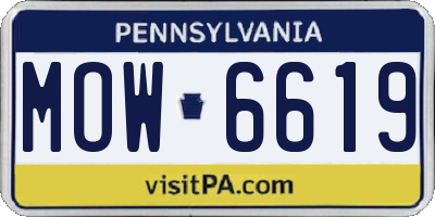 PA license plate MOW6619
