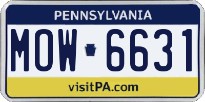PA license plate MOW6631