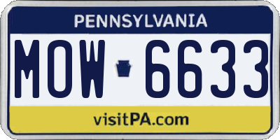 PA license plate MOW6633