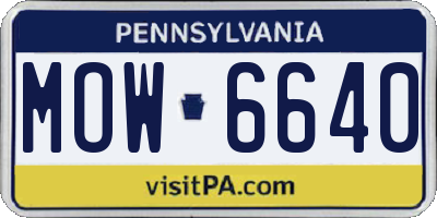 PA license plate MOW6640