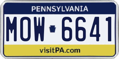 PA license plate MOW6641