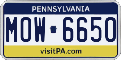 PA license plate MOW6650
