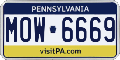 PA license plate MOW6669