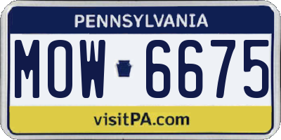 PA license plate MOW6675