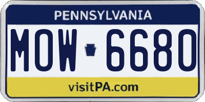 PA license plate MOW6680