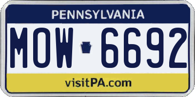 PA license plate MOW6692