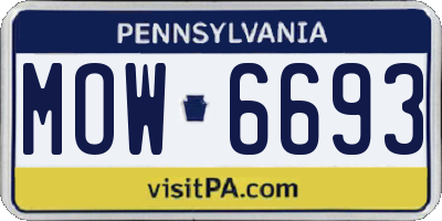 PA license plate MOW6693