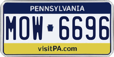 PA license plate MOW6696