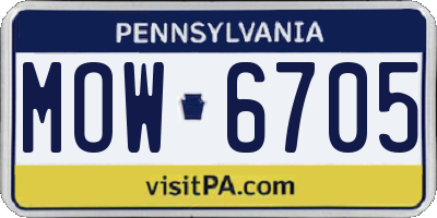 PA license plate MOW6705