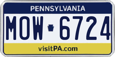 PA license plate MOW6724