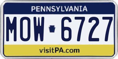 PA license plate MOW6727
