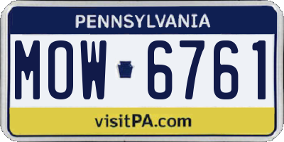 PA license plate MOW6761