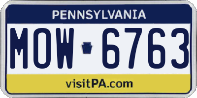PA license plate MOW6763