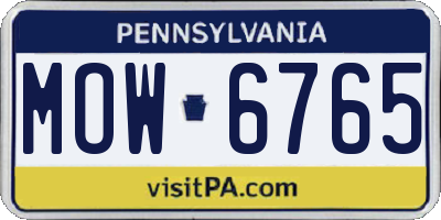 PA license plate MOW6765