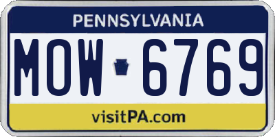 PA license plate MOW6769