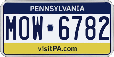 PA license plate MOW6782