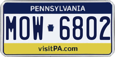 PA license plate MOW6802