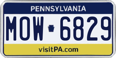 PA license plate MOW6829