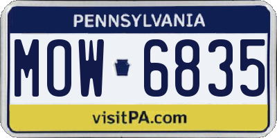 PA license plate MOW6835