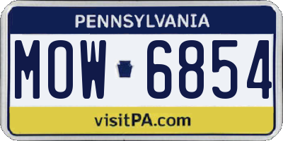 PA license plate MOW6854