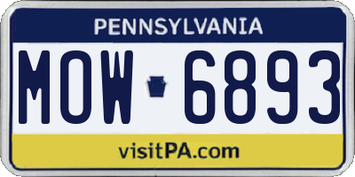 PA license plate MOW6893