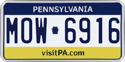 PA license plate MOW6916