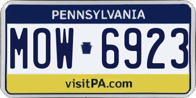 PA license plate MOW6923