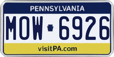 PA license plate MOW6926