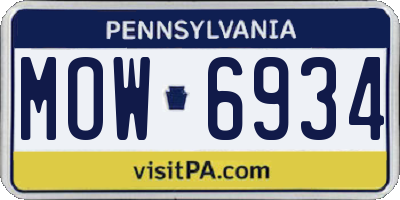 PA license plate MOW6934