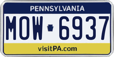 PA license plate MOW6937