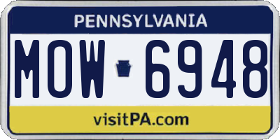 PA license plate MOW6948