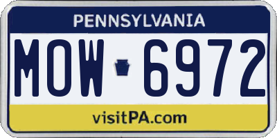 PA license plate MOW6972
