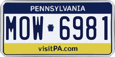PA license plate MOW6981