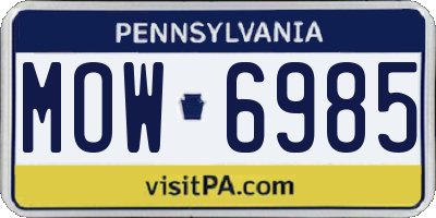 PA license plate MOW6985