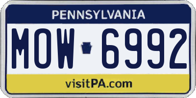 PA license plate MOW6992