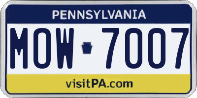 PA license plate MOW7007
