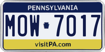 PA license plate MOW7017
